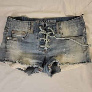American Eagle outfitters distressed lace up shorts